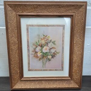 Hart Lake Wooden Framed Lithograph Roses Style 7244 Ready to Hang 14x12